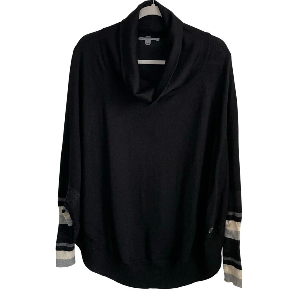 Smartwool Nokoni Poncho Sweater Sz S/M Merino Wool Cowl Neck Black Cabincore